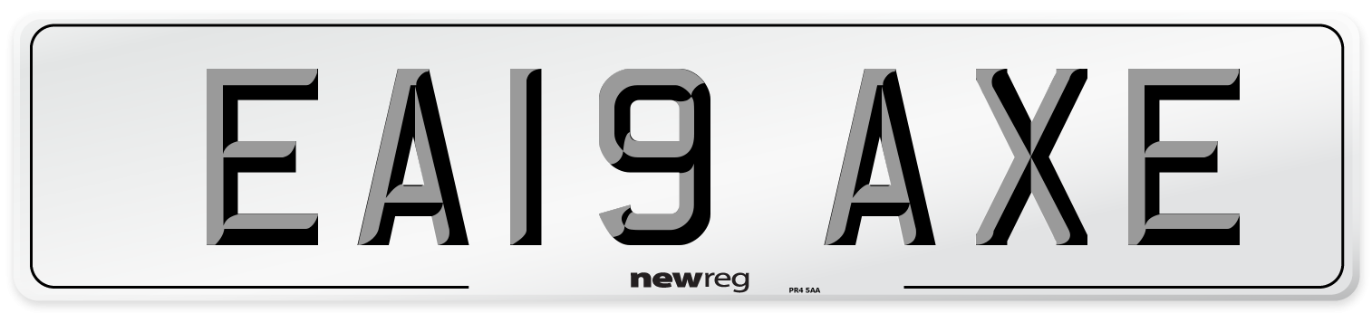 EA19 AXE Number Plate from New Reg